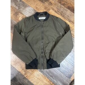 Bishop & Young Women's Olive Green Bomber Jacket Full Zip Military Style  Coat